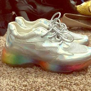 Rainbow soles holographic sneakers